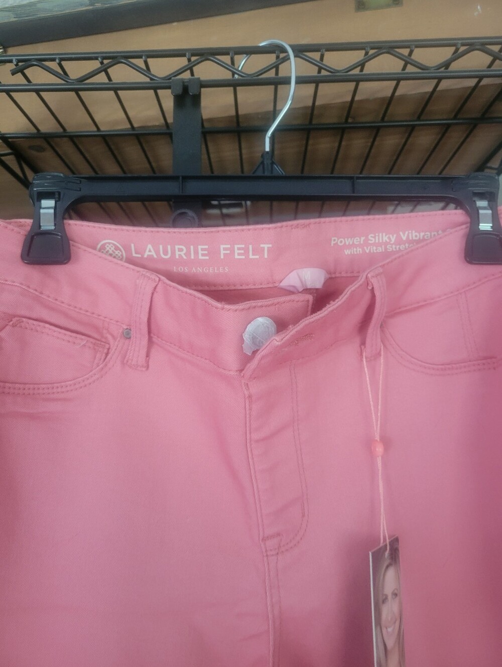 The Laurie Felt Power Silky Denim Vibrant Skinny Pull-on Jeans.  Rose Pink